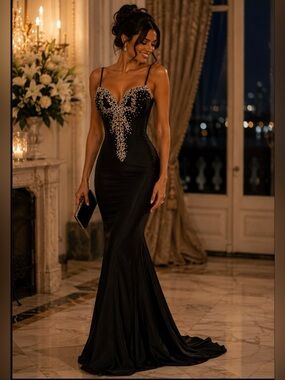 NWT Jovani Rhinestone Bow Dress